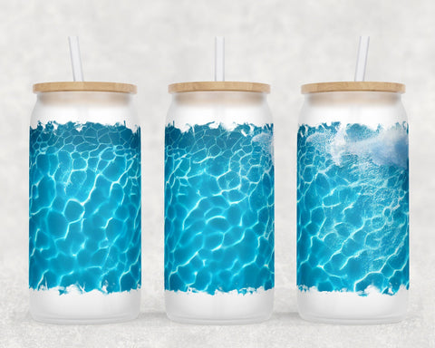 Pool Water Libbey Glass Can Wraps, 16oz Glass Can Sublimation Designs, Pool Water Glass Can PNG Files Sublimation HappyDesignStudio 