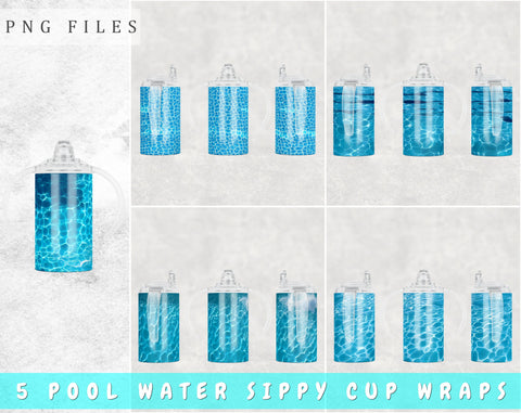 Pool Water Sippy Cup Wraps, 12oz Sippy Cup Sublimation Designs, Pool Vibes Sippy Cup PNG Files Sublimation HappyDesignStudio 