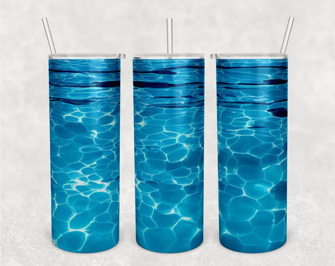 Pool Water Tumbler Wraps Bundle, 20 Oz Skinny Tumbler Pool Sublimation Designs, Seamless Pool Water PNG, 5 Designs Sublimation HappyDesignStudio 