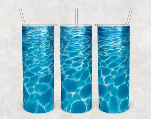 Pool Water Tumbler Wraps Bundle, 20 Oz Skinny Tumbler Pool Sublimation Designs, Seamless Pool Water PNG, 5 Designs Sublimation HappyDesignStudio 
