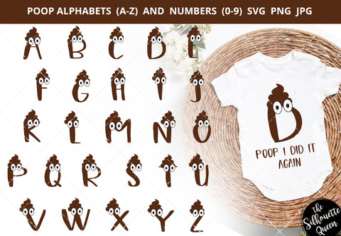 Poop alphabet a-z svg, poop number 0-9 svg, alphabet clipart, letters svg font, cut files for cricut, cut files for cricut SVG Loveleen Kaur 