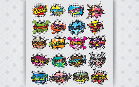 Pop art comic speech bubbles book sound effects SVG naemmiah021 