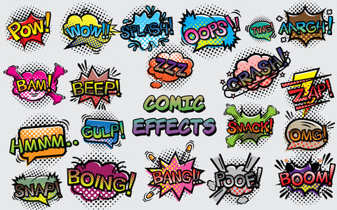 Pop art comic speech bubbles book sound effects SVG naemmiah021 