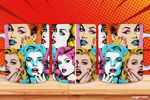 Pop Art Mug Wrap | 11 oz | Sublimation Sublimation SvgOcean 