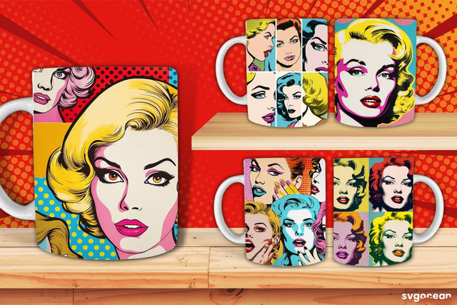 Pop Art Mug Wrap | 11 oz | Sublimation Sublimation SvgOcean 