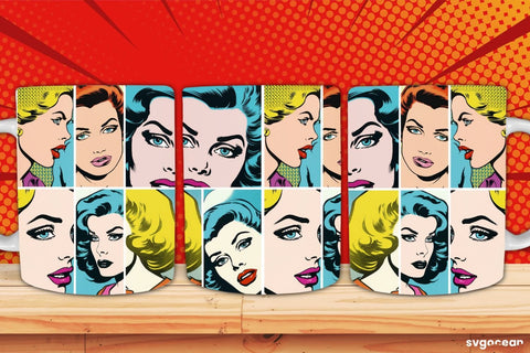 Pop Art Mug Wrap | 11 oz | Sublimation Sublimation SvgOcean 