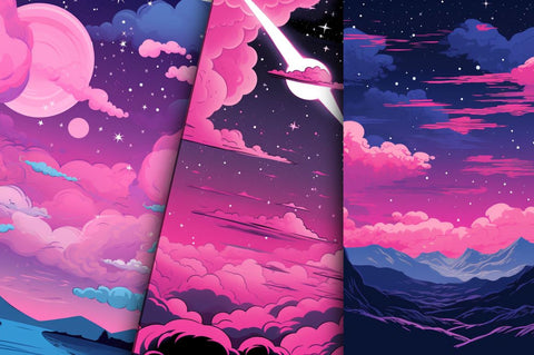 Pop Art Pink Night Sky Bundle Sublimation Regulrcrative 