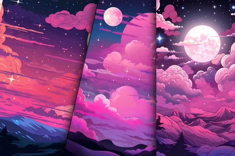 Pop Art Pink Night Sky Bundle Sublimation Regulrcrative 