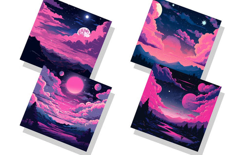 Pop Art Pink Night Sky Bundle Sublimation Regulrcrative 