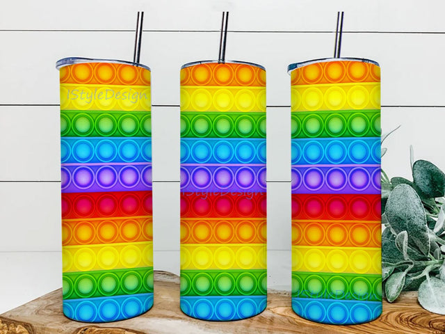 Pop It 20oz Skinny Tumbler Png, Poppin Tumbler Straight and Tapered Png, Rainbow Pop It Sublimation Tumbler Sublimation iStyleDesign 