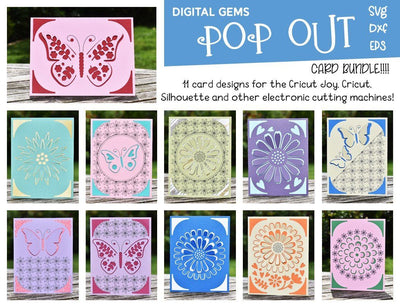 Pop out card bundle. Cricut Joy and more cards!!! SVG Digital Gems 