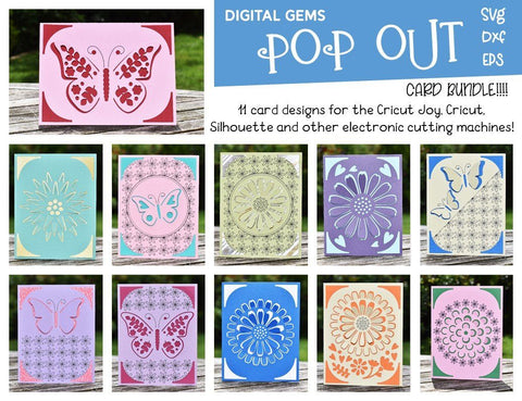 Pop out card bundle. Cricut Joy and more cards!!! SVG Digital Gems 