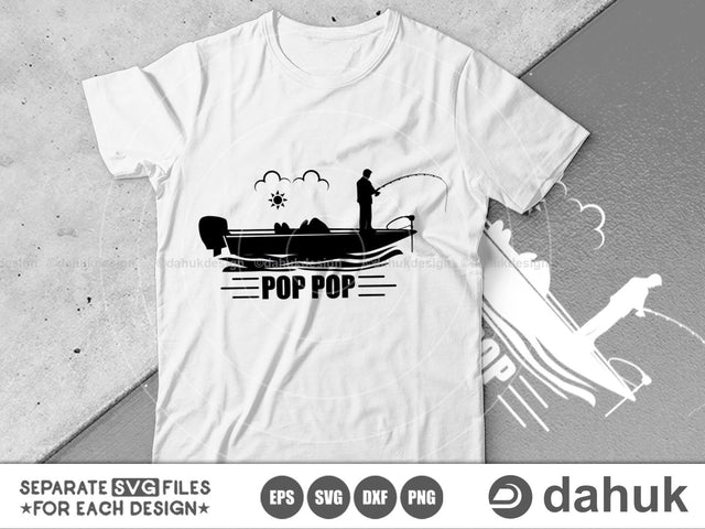 Pop Pop bass boat fishing svg, PopPop Fishing svg, Bass Boat, Bass Boat svg, Cut file, for silhouette, Design space, vinyl cut files SVG dahukdesign 