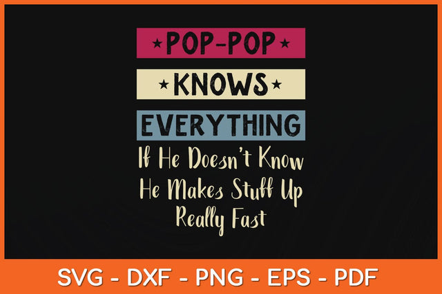 Pop-Pop Knows Everything If He Doesn't Know Fathers Day Svg File SVG Helal 