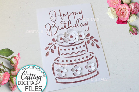 Pop up Birthday card svg, pop up card svg, pop up floral cake svg, happy birthday card svg, digital card svg, laser cut svg, cards uk SVG kartcreationii 
