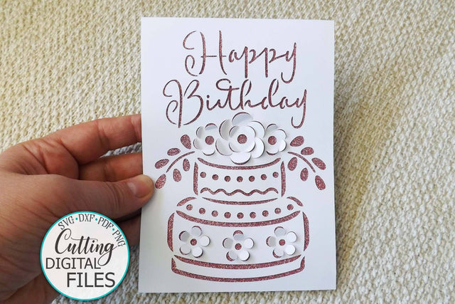 Pop up Birthday card svg, pop up card svg, pop up floral cake svg, happy birthday card svg, digital card svg, laser cut svg, cards uk SVG kartcreationii 