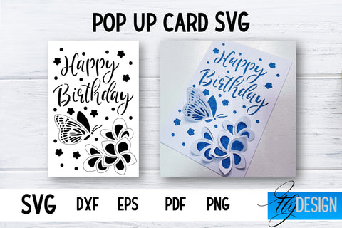 Pop Up Card SVG | 3d Card Svg | Birthday Pop Up | Butterfly SVG Fly Design 