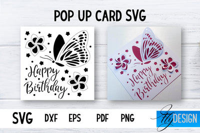 Pop Up Card SVG | 3d Card SVG | Birthday Pop Up | Butterfly SVG Fly Design 