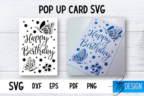 Pop Up Card SVG | 3d Card Svg | Birthday Pop Up | Butterfly SVG Fly Design 