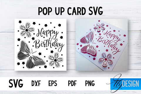 Pop Up Card SVG | 3d Card Svg | Birthday Pop Up | Butterfly SVG Fly Design 