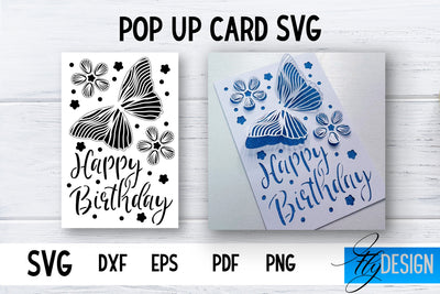 Pop Up Card SVG | 3d Card SVG | Birthday Pop Up | Butterfly SVG Fly Design 
