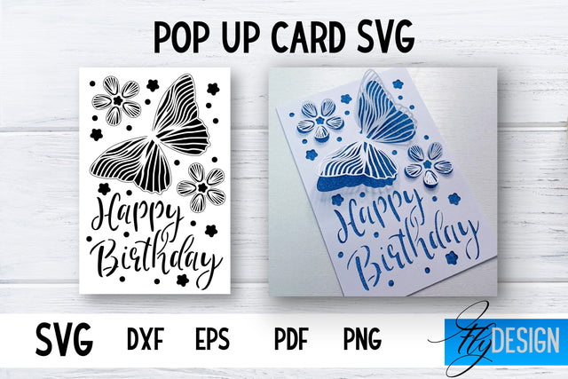 Pop Up Card SVG | 3d Card SVG | Birthday Pop Up | Butterfly SVG Fly Design 