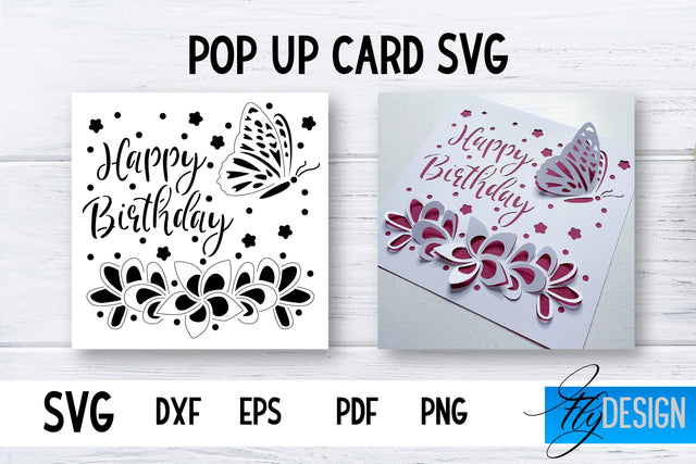Pop Up Card SVG | 3d Card SVG | Birthday Pop Up | Butterfly SVG Fly Design 