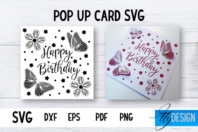 Pop Up Card SVG | 3d Card SVG | Birthday Pop Up | Butterfly SVG Fly Design 