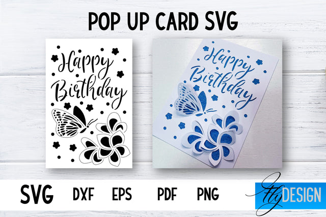 Pop Up Card SVG | 3d Card SVG | Birthday Pop Up | Butterfly SVG Fly Design 