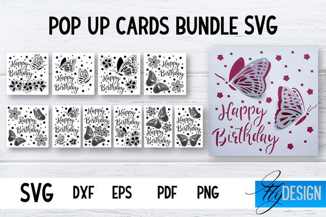 Pop Up Card SVG | 3d Card Svg | Birthday Pop Up | Butterfly SVG Fly Design 