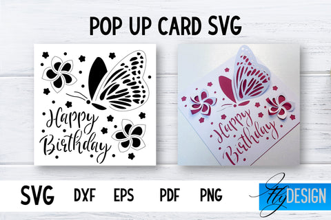 Pop Up Card SVG | 3d Card Svg | Birthday Pop Up | Butterfly SVG Fly Design 