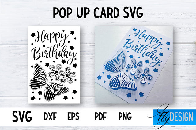 Pop Up Card SVG | 3d Card SVG | Birthday Pop Up | Butterfly SVG Fly Design 