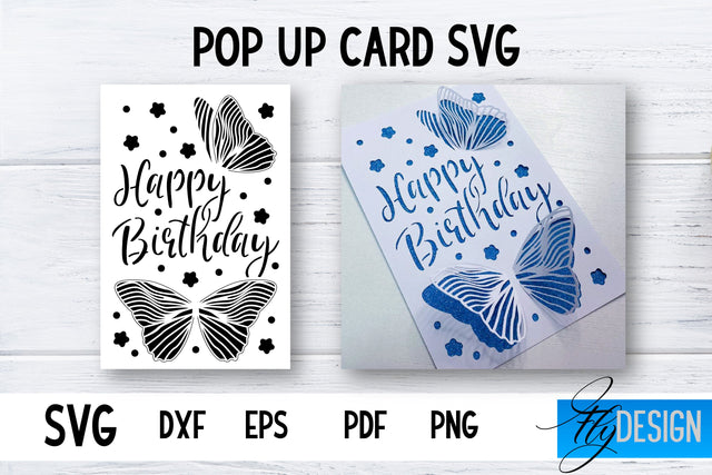 Pop Up Card SVG | 3d Card SVG | Birthday Pop Up | Butterfly SVG Fly Design 