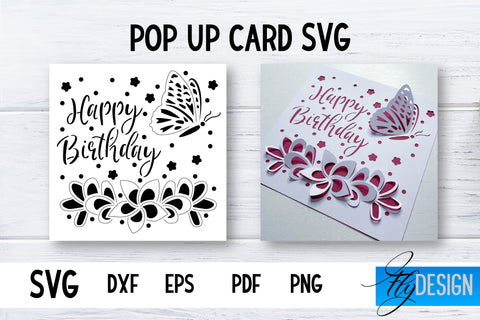 Pop Up Card SVG | 3d Card Svg | Birthday Pop Up | Butterfly SVG Fly Design 