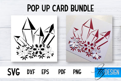 Pop Up Card SVG | Crystal Flower Card SVG | Flower Pop Up SVG Fly Design 