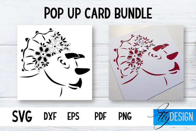 Pop Up Card SVG | Dino-Flower Card SVG | Flower Pop Up SVG Fly Design 