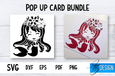 Pop Up Card SVG | Mermaid-Flower Card SVG | Flower Pop Up SVG Fly Design 