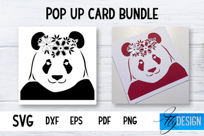 Pop Up Card SVG | Panda-Flower Card SVG | Flower Pop Up SVG Fly Design 