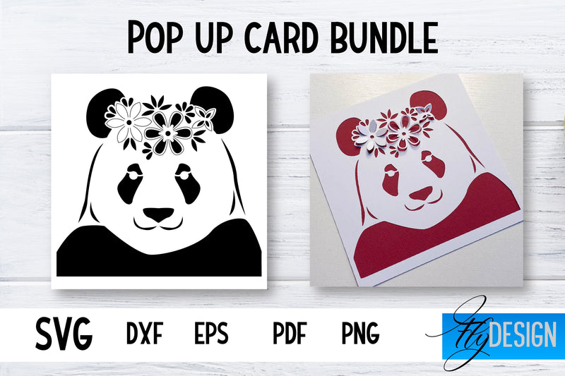 Pop Up Card SVG | Panda-Flower Card SVG | Flower Pop Up SVG Fly Design 
