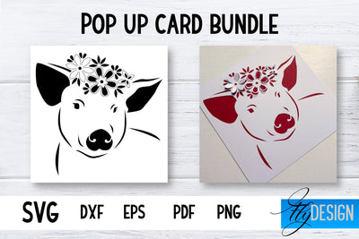 Pop Up Card SVG | Pig-Flower Card SVG | Flower Pop Up SVG Fly Design 