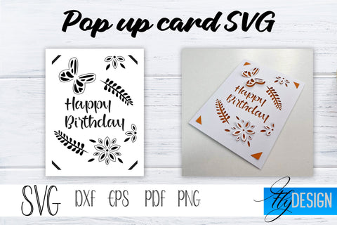 Pop Up Card SVG, Pop-Up Greeting Card, Cricut Pop Up Card, Pop Up Card for Valentine SVG, Mothers Day Svg, 3D Card, Birthday SVG Card Bundle SVG Fly Design 