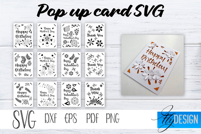 Pop Up Card SVG, Pop-Up Greeting Card, Cricut Pop Up Card, Pop Up Card for Valentine SVG, Mothers Day Svg, 3D Card, Birthday SVG Card Bundle SVG Fly Design 