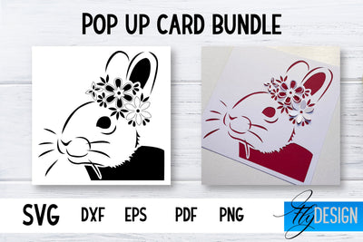 Pop Up Card SVG | Rabbit-Flower Card SVG | Flower Pop Up SVG Fly Design 