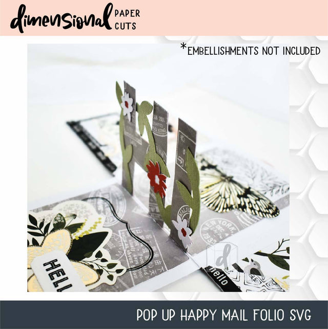 Pop Up Happy Mail Folio with Envelope SVG Dimensional Paper Cuts LLC 