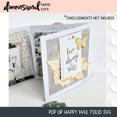 Pop Up Happy Mail Folio with Envelope SVG Dimensional Paper Cuts LLC 