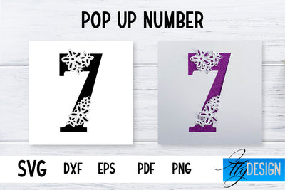 Pop Up Number Card SVG | 3d Card SVG | Floral Number Card SVG Fly Design 