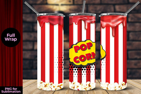 Popcorn 20oz Skinny Tumbler Wrap Template Sublimation Sublimatiz Designs 