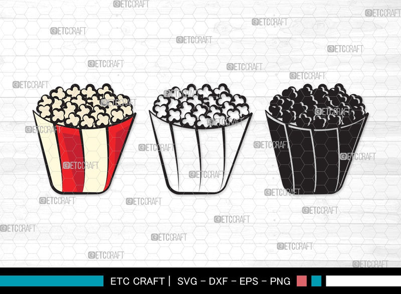 popcorn, cinema, movie popcorn, movie, food, clipart, svg, silhouette, cut file, SVG ETC Craft 