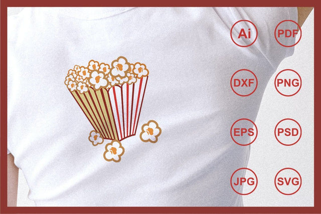 Popcorn in the cup design illustration SVG Leamsign Studio 