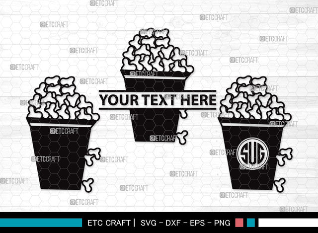 Popcorn Monogram SVG | Movie Popcorn Svg | Cinema Svg | Movie Svg | Popcorn Clipart SVG ETC Craft 